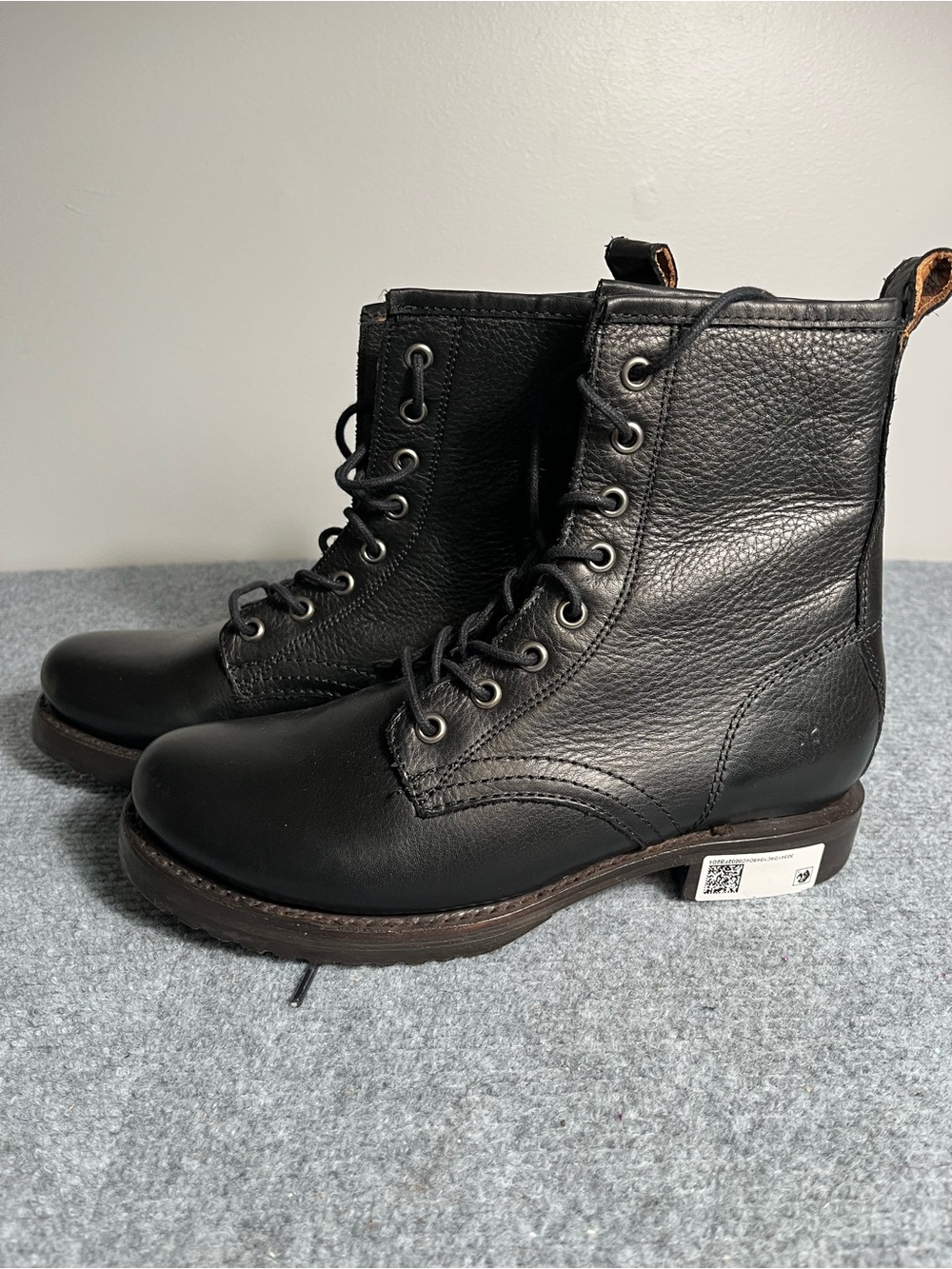Frye Black Leather Lace-Up Combat Boots - Picture 2 of 5